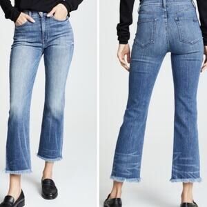 Ayr the Bomb pop crop straight leg jeans boho raw hem 28 short